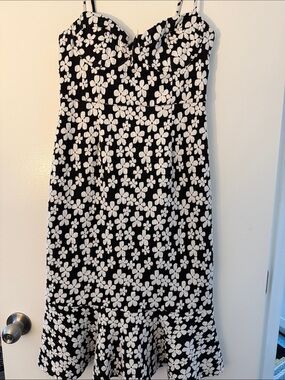 Hutch Black and White Floral Fit-and-Flare Sundress